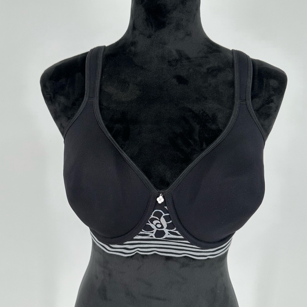 Breezies Black Full-Coverage Underwire Bra with Striped Band